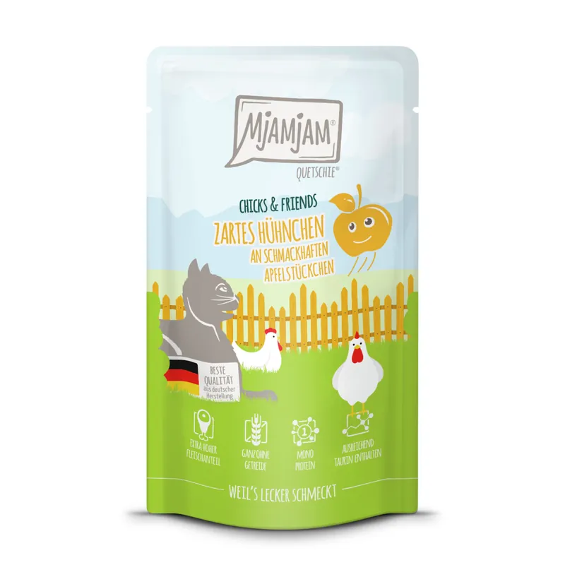 Markenware MJAMJAM Pouchbeutel Chicks & Friends Hühnchen mit Apfelstücken 125 g